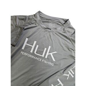 Huk Performance Fishing Long Sleeve Shirt Gray XL Mens Sun Protection